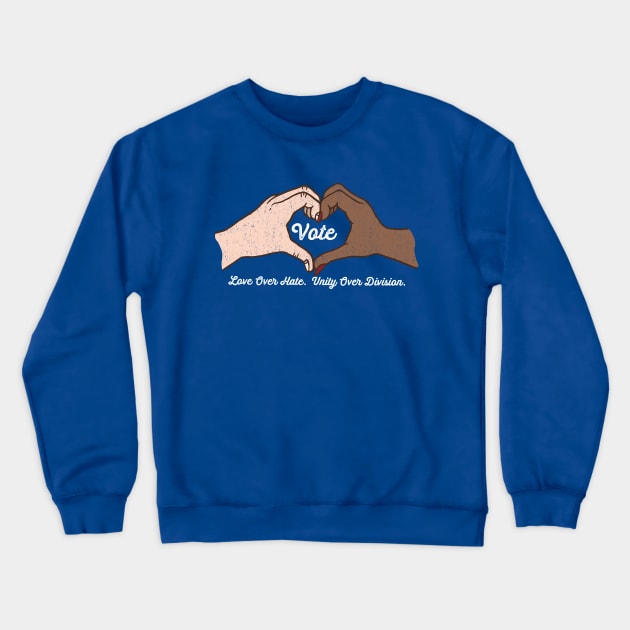 Vote Love Over Hate - Heart Hands Crewneck Sweatshirt by Jitterfly